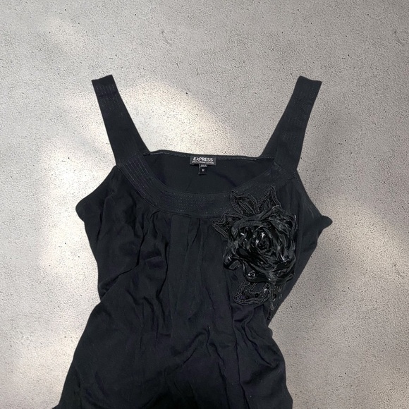 Express Black Cami Top w/ Rose Detail - Picture 1 of 4